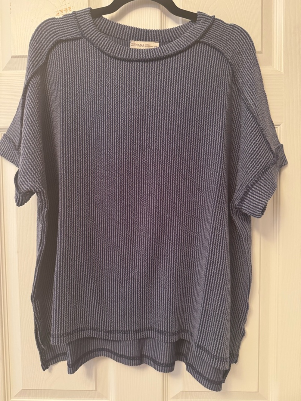 Zenana Outfitters Oversized Ribbed Top in Navy - Picture 2 of 6